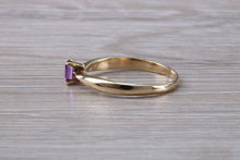 Load image into Gallery viewer, Simple and Dainty Amethyst set Yellow Gold Solitaire