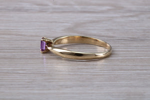 Simple and Dainty Amethyst set Yellow Gold Solitaire