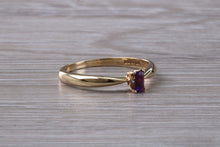 Load image into Gallery viewer, Simple and Dainty Amethyst set Yellow Gold Solitaire