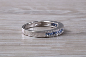 Beautiful Blue Sapphire and Diamond set Eternity Ring