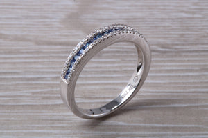 Beautiful Blue Sapphire and Diamond set Eternity Ring