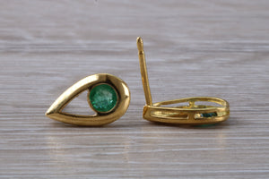 Natural Emerald stud ear rings,Real 9ct Gold and Natural Emeralds.Tear Drop Setting. Ideal Christmas,Birthday,Anniversary,Graduation Gift.