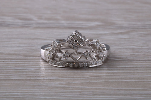 Crown Ring Diamond set in 18ct White Gold