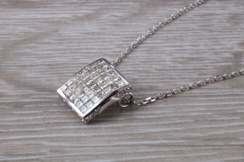 Very dressy floating Diamond pendant with slinky chain, 18ct white gold.April birthstone,Aries Zodiac Gem.Ideal 16th,18th,21st Birthday's