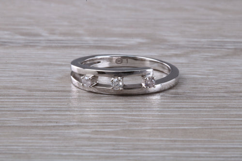 Three Diamond Crossover set White Gold Ring