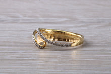 Load image into Gallery viewer, 18ct Rose gold Diamond set band with a hammered matt finish, very unusual design, just the perfect dress or statement ring