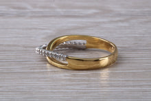 Load image into Gallery viewer, Crossover Diamond set Two Tone 18ct Gold Ring