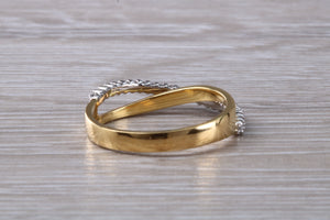 Crossover Diamond set Two Tone 18ct Gold Ring