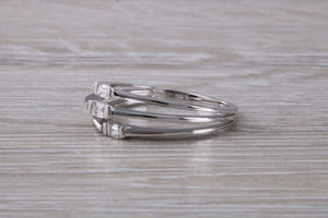 Very Unusual Baguette cut Diamonds set 18ct White Gold Ring
