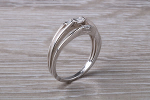 Very Unusual Baguette cut Diamonds set 18ct White Gold Ring