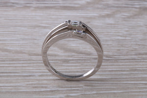 Very Unusual Baguette cut Diamonds set 18ct White Gold Ring
