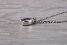 Load image into Gallery viewer, Half carat Round Cut Pink Topaz set White Gold Necklace