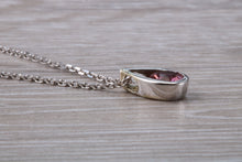 Load image into Gallery viewer, Half carat Round Cut Pink Topaz set White Gold Necklace