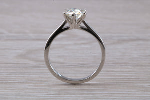 One carat Platinum Diamond Solitaire, set in six Claw Ring, Simple and Elegant Solitaire