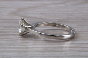 One carat Platinum Diamond Solitaire, set in six Claw Ring, Simple and Elegant Solitaire