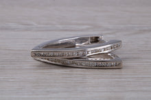 Load image into Gallery viewer, Very long Diamond set half hoop earrings. 18ct Gold with Latchback fittings, very very dressy earrings with top F VS1 grade Diamonds