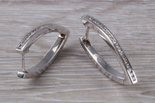 Load image into Gallery viewer, Very long Diamond set half hoop earrings. 18ct Gold with Latchback fittings, very very dressy earrings with top F VS1 grade Diamonds