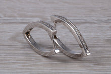 Load image into Gallery viewer, Very long Diamond set half hoop earrings. 18ct Gold with Latchback fittings, very very dressy earrings with top F VS1 grade Diamonds
