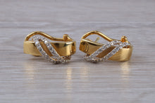 Load image into Gallery viewer, Dressy Diamond set 18ct Yellow Gold Hoop Earrings