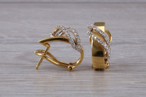 Dressy Diamond set 18ct Yellow Gold Hoop Earrings