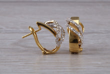 Load image into Gallery viewer, Dressy Diamond set 18ct Yellow Gold Hoop Earrings