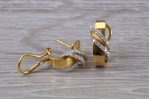 Dressy Diamond set 18ct Yellow Gold Hoop Earrings