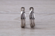 Load image into Gallery viewer, Double row Diamond set 18ct White Gold Hoop Earrings