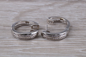Double row Diamond set 18ct White Gold Hoop Earrings