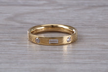 Load image into Gallery viewer, Baguette and Round cut Diamond set 18ct Yellow Gold Ring