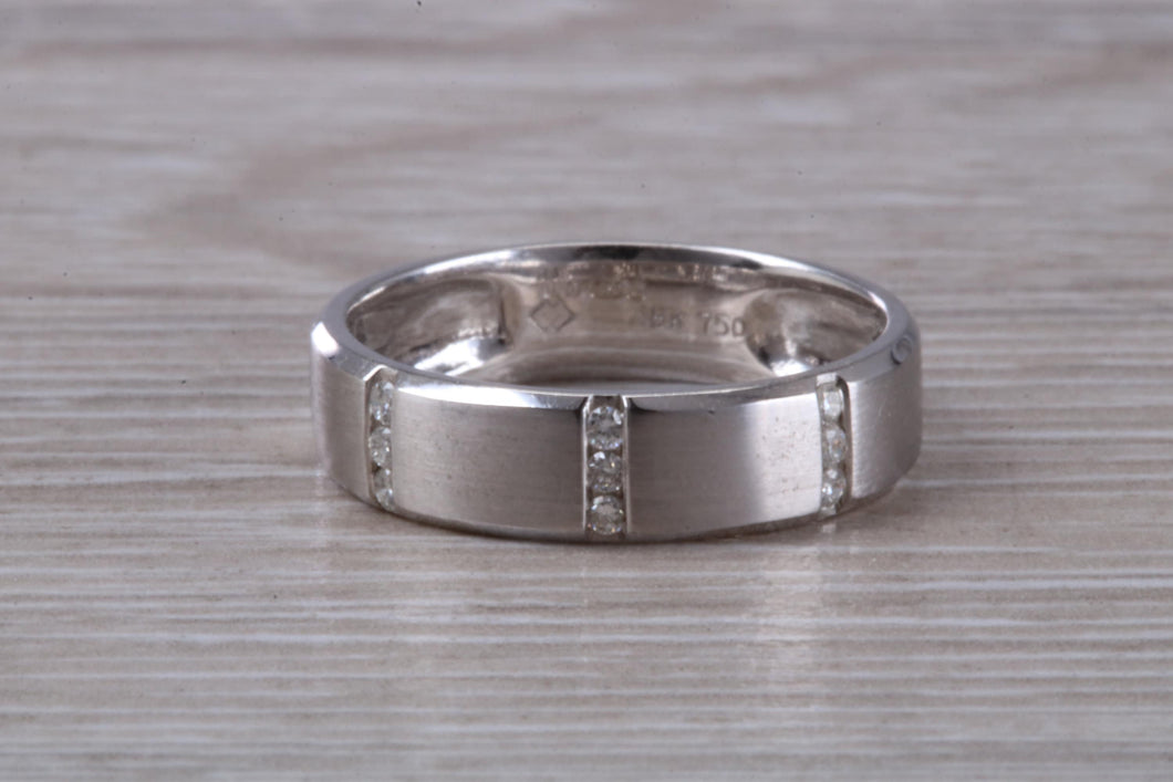 5 mm Wide Diamond set 18ct White Gold Wedding Band