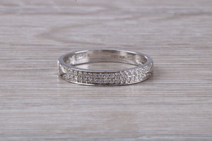 Two Rows of Natural Diamonds set 18ct White Gold Band
