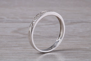 Two Rows of Natural Diamonds set 18ct White Gold Band