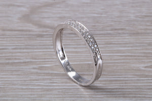 Two Rows of Natural Diamonds set 18ct White Gold Band