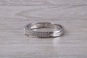 Two Rows of Natural Diamonds set 18ct White Gold Band