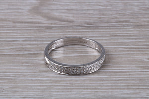 Two Rows of Natural Diamonds set 18ct White Gold Band