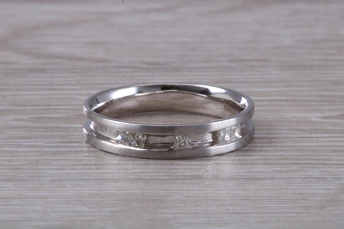 4 mm Wide Diamond set 18ct White Gold Band