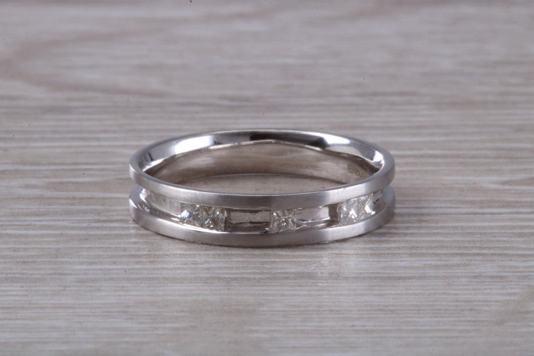 4 mm Wide Diamond set 18ct White Gold Band