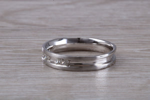 4 mm Wide Diamond set 18ct White Gold Band