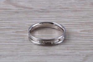 4 mm Wide Diamond set 18ct White Gold Band