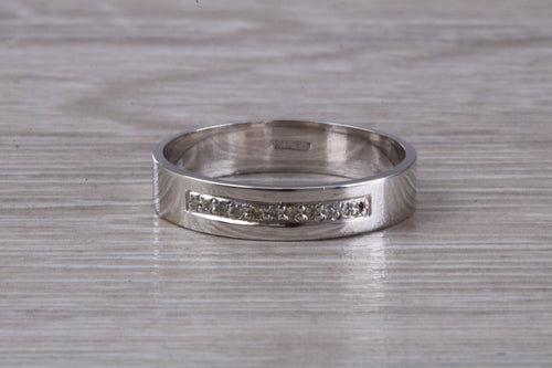 4 mm wide Diamond set 18ct White Gold Wedding Band