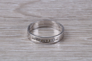 4 mm wide Diamond set 18ct White Gold Wedding Band
