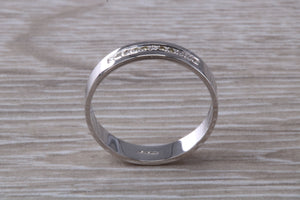 4 mm wide Diamond set 18ct White Gold Wedding Band