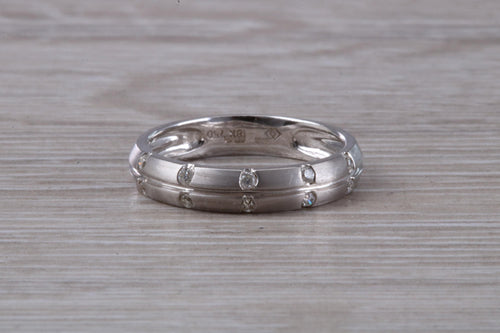 4 mm Wide Diamond set 18ct White Gold Band