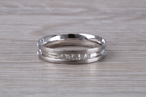 4 mm Wide Diamond set 18ct White Gold Band