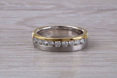 5 mm Wide Two Tone 18ct Gold Diamond set Band