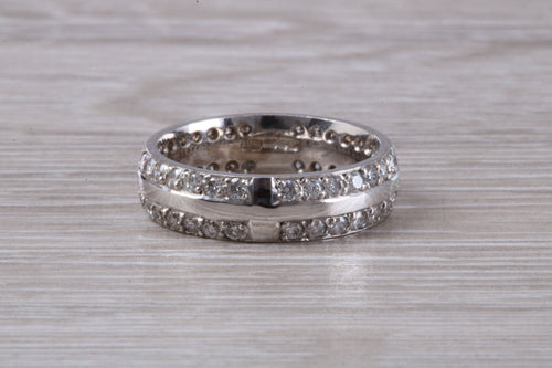 Very Dressy Two Rows Circle Diamond set 18ct White Gold Band