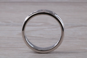 Heavy and Chunky 6 mm wide Wedding Band set with Three Diamonds