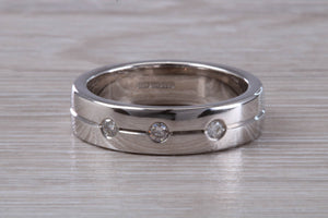 Heavy and Chunky 6 mm wide Wedding Band set with Three Diamonds