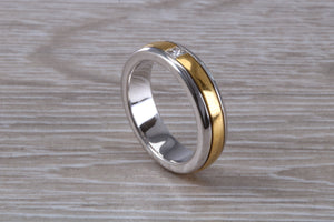 Chunky Two Tone 18ct Gold Diamond set Band
