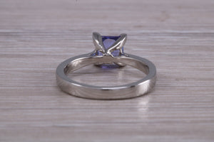 Classic Square cut Tanzanite set Platinum Solitaire